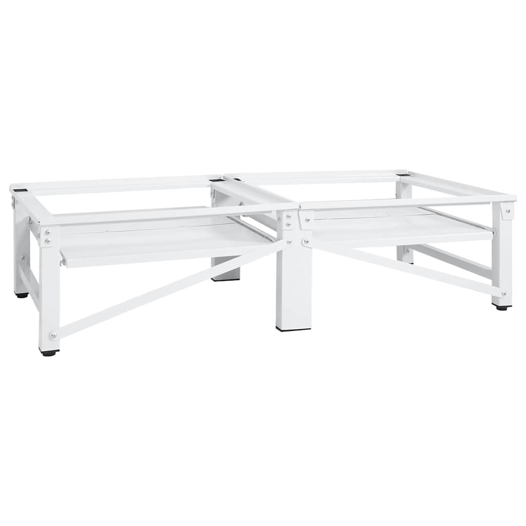 Βάση Πλυντηρίου και Στεγνωτηρίου Διπλή με Συρόμενα Ράφια Λευκή