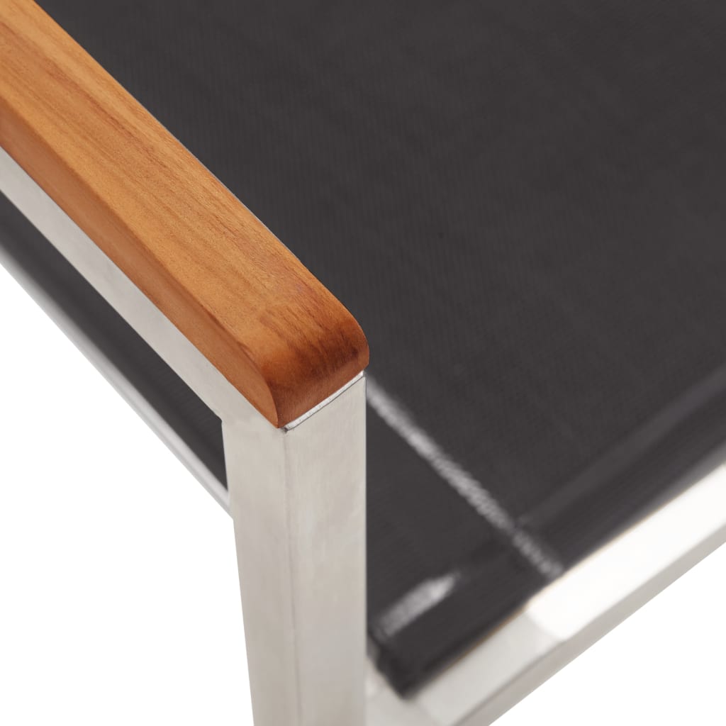 Καρέκλες Κήπου 2 τεμ. Γκρι από Ανοξείδωτο Ατσάλι / Textilene - Pakobazaar