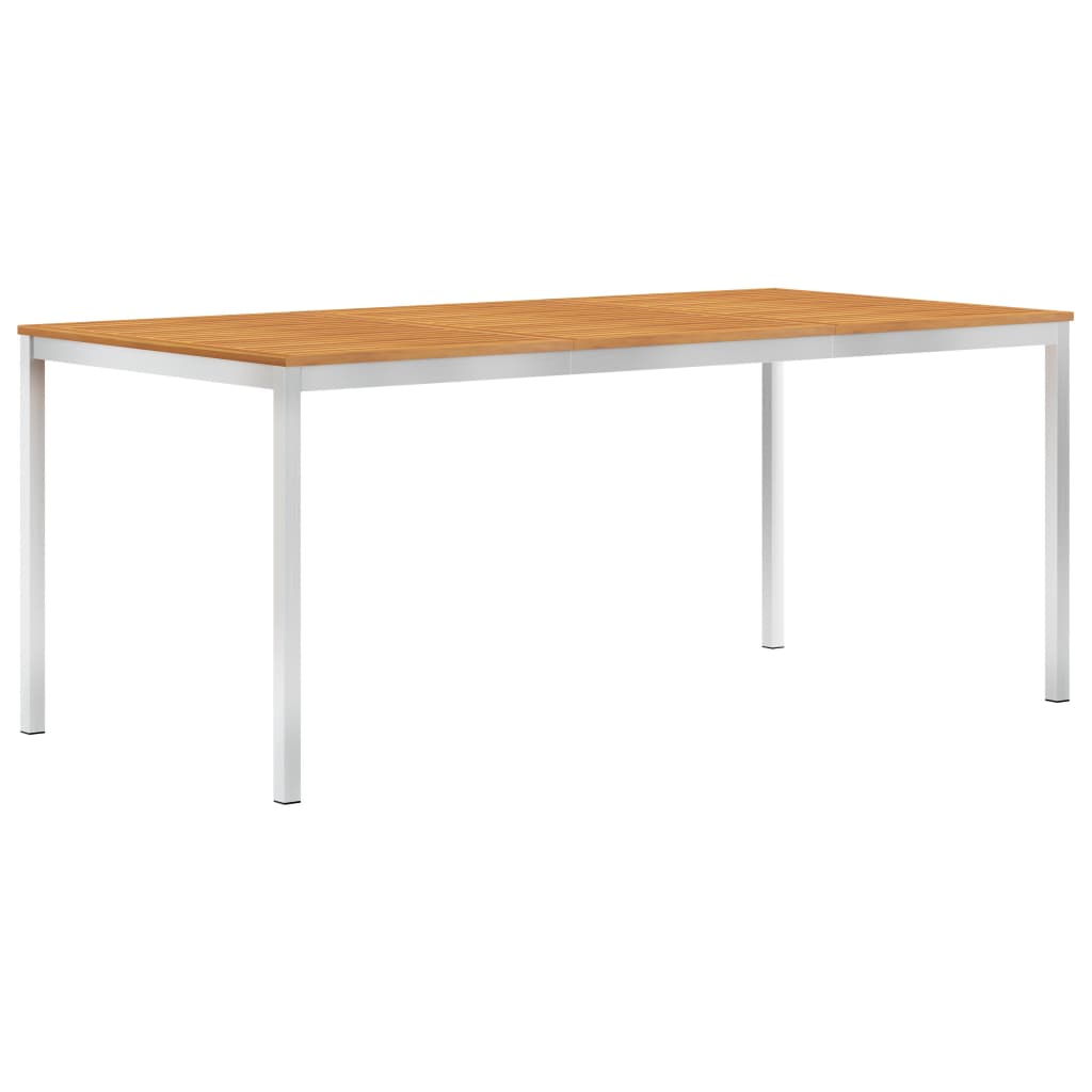 Τραπεζαρία Κήπου 180x90x75 εκ. Μασίφ Ξύλο Ακακίας/Ανοξ. Ατσάλι