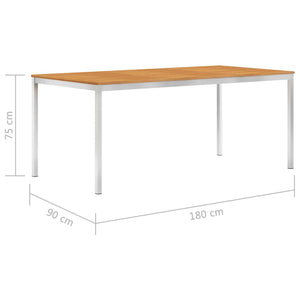 Τραπεζαρία Κήπου 180x90x75 εκ. Μασίφ Ξύλο Ακακίας/Ανοξ. Ατσάλι