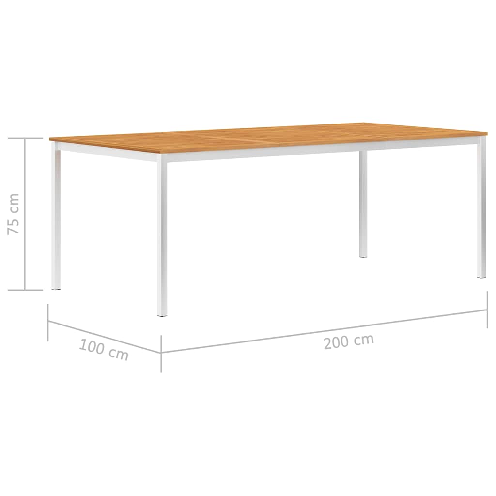 Τραπεζαρία Κήπου 200x100x75 εκ. Μασίφ Ξύλο Ακακίας/Ανοξ. Ατσάλι