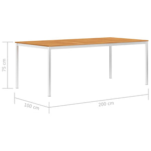 Τραπεζαρία Κήπου 200x100x75 εκ. Μασίφ Ξύλο Ακακίας/Ανοξ. Ατσάλι