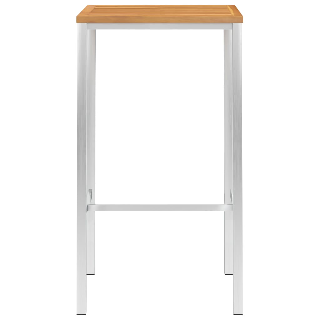 Τραπέζι Μπαρ 60x60x105 εκ. Μασίφ Ξύλο Ακακίας/Ανοξείδωτο Ατσάλι