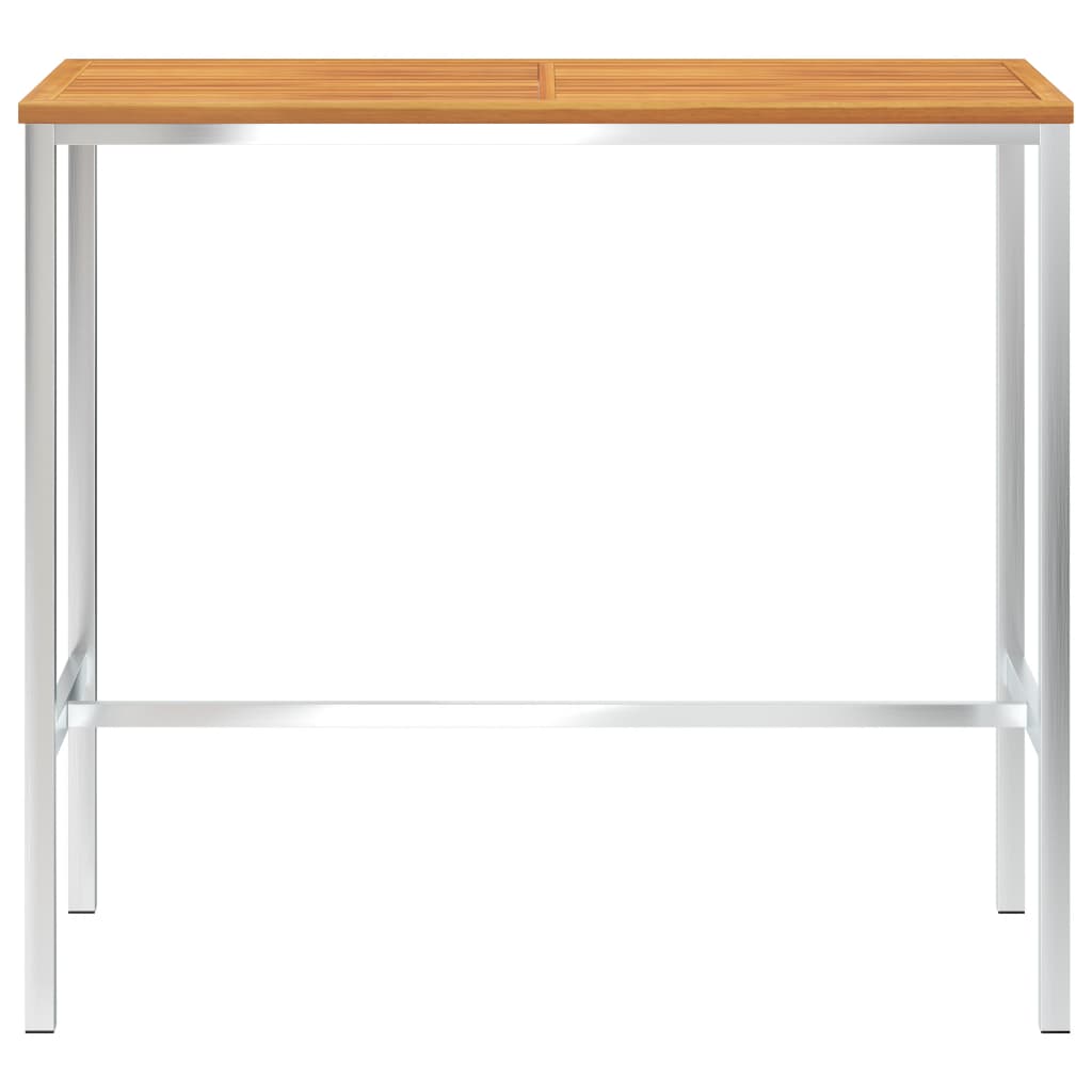 Τραπέζι Μπαρ 120x60x105 εκ. Μασίφ Ξύλο Ακακίας / Ανοξείδωτο Ατσάλι