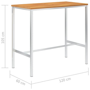 Τραπέζι Μπαρ 120x60x105 εκ. Μασίφ Ξύλο Ακακίας / Ανοξείδωτο Ατσάλι
