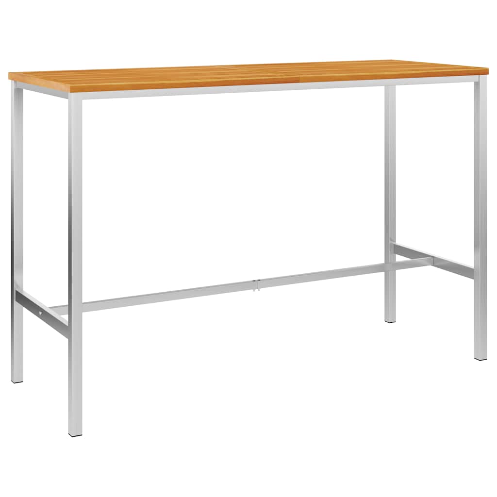 Τραπέζι Μπαρ 160x60x105 εκ. Μασίφ Ξύλο Ακακία/Ανοξείδωτο Ατσάλι