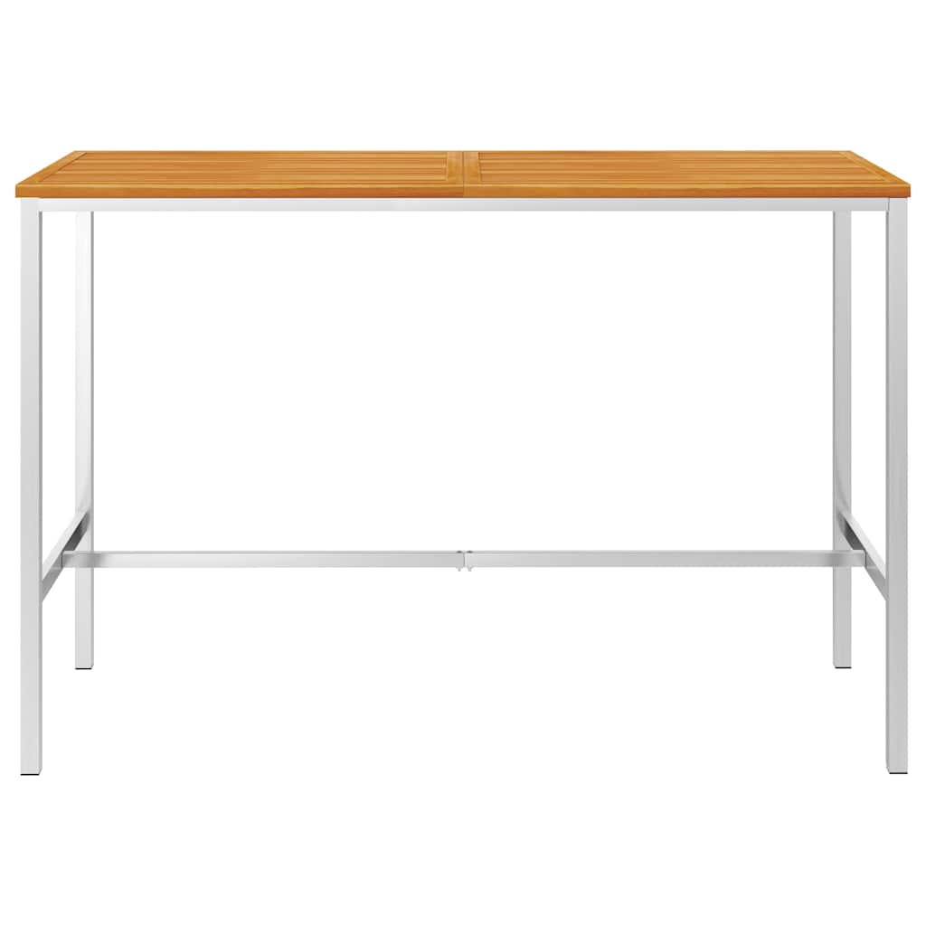 Τραπέζι Μπαρ 160x60x105 εκ. Μασίφ Ξύλο Ακακία/Ανοξείδωτο Ατσάλι