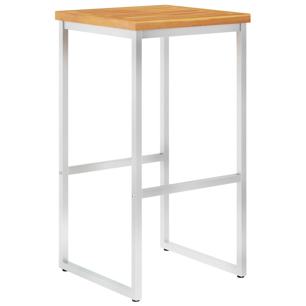 Σκαμπό Μπαρ 2 τεμ. από Μασίφ Ξύλο Ακακίας/Ανοξείδωτο Ατσάλι - Pakobazaar