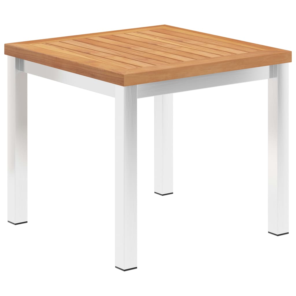 Τραπεζάκι Κήπου 45x45x38 εκ. Μασίφ Ξύλο Teak / Ανοξ. Ατσάλι