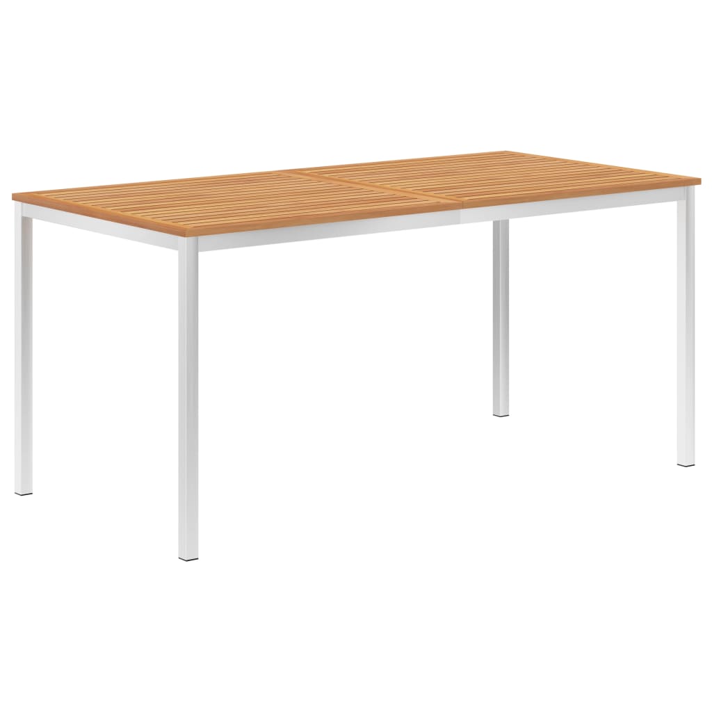 Τραπεζαρία Κήπου 160x80x75 εκ Μασίφ Ξύλο Teak/Ανοξείδωτο Ατσάλι - Pakobazaar