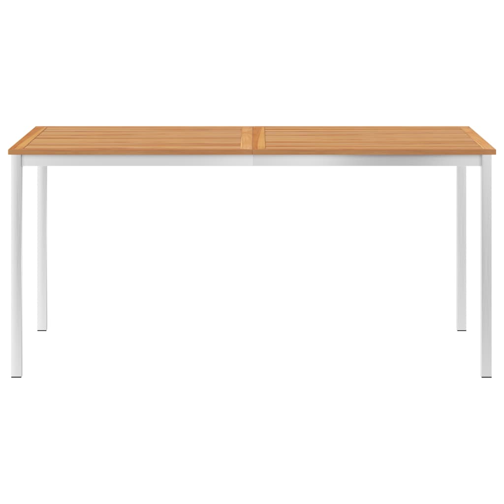 Τραπεζαρία Κήπου 160x80x75 εκ Μασίφ Ξύλο Teak/Ανοξείδωτο Ατσάλι - Pakobazaar