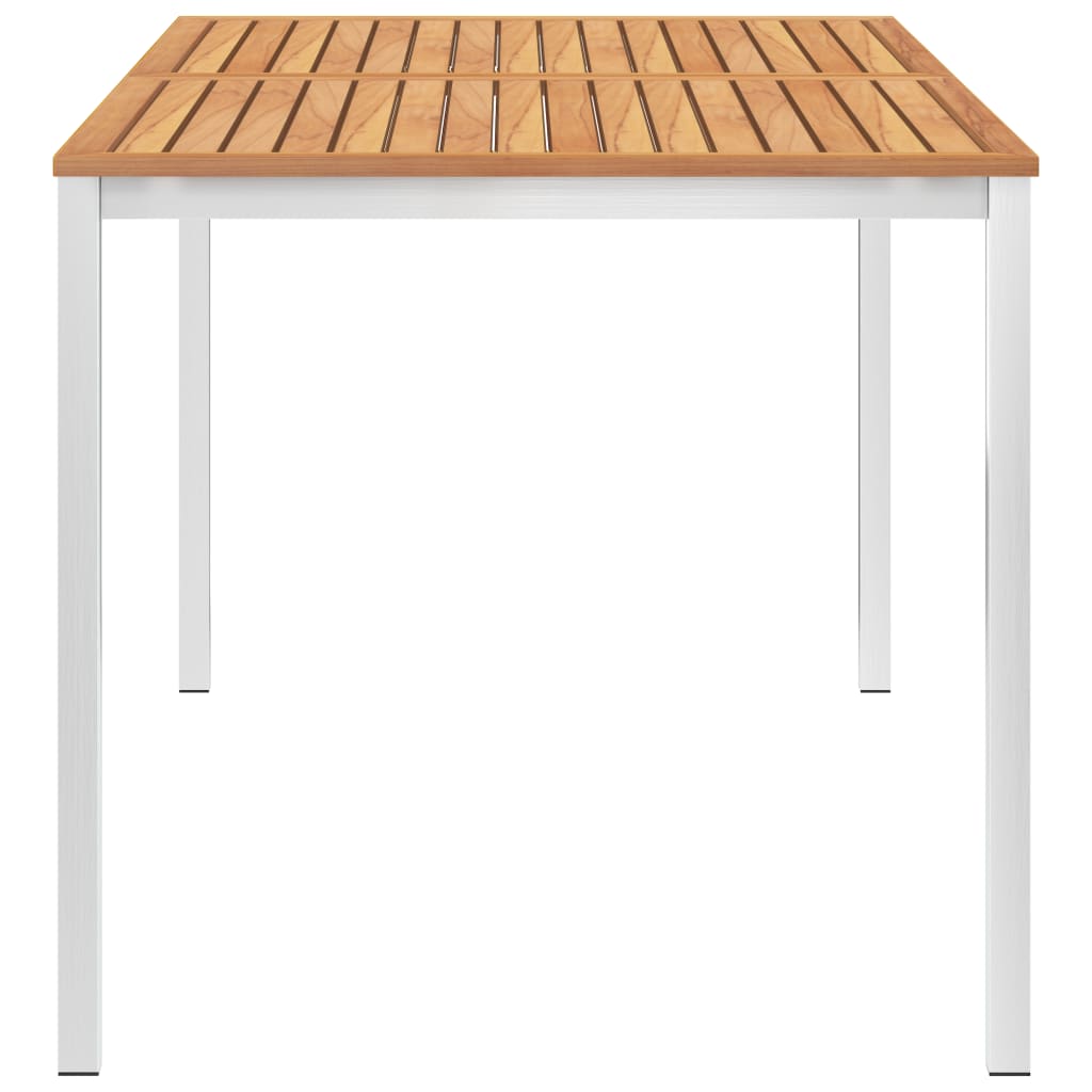 Τραπεζαρία Κήπου 160x80x75 εκ Μασίφ Ξύλο Teak/Ανοξείδωτο Ατσάλι - Pakobazaar