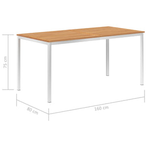 Τραπεζαρία Κήπου 160x80x75 εκ Μασίφ Ξύλο Teak/Ανοξείδωτο Ατσάλι - Pakobazaar