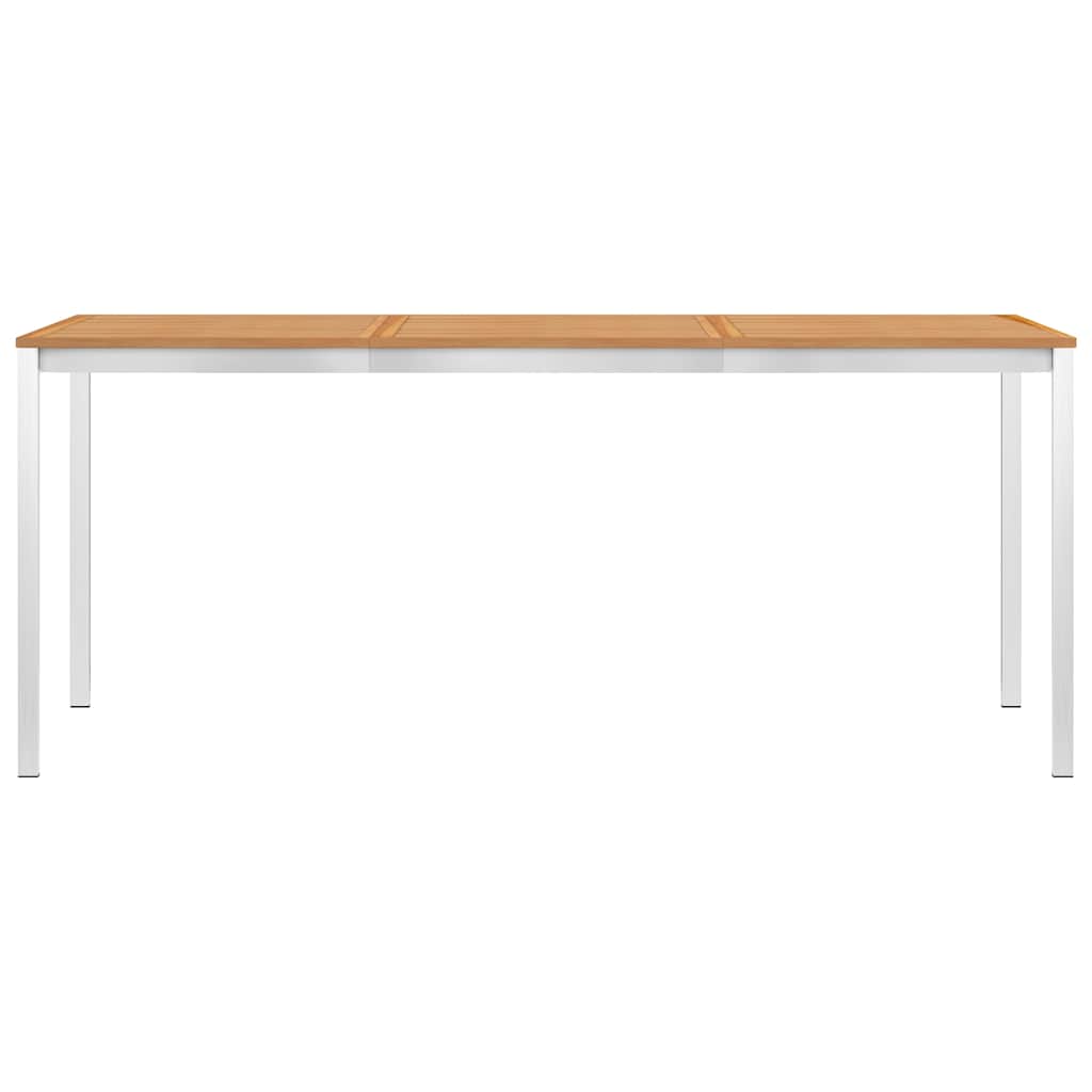 Τραπεζαρία Κήπου 180x90x75 εκ. Μασίφ Ξύλο Teak/Ανοξείδ. Ατσάλι