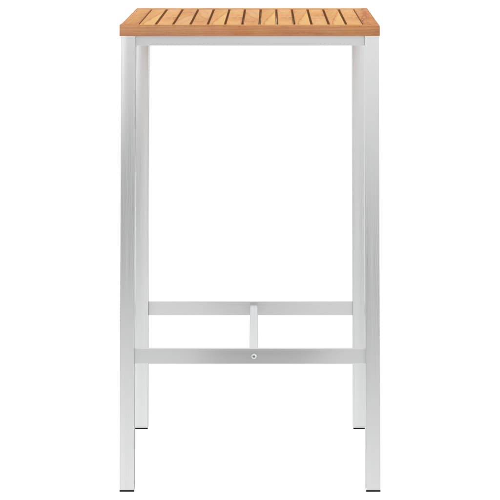 Τραπέζι Μπαρ 60x60x105 εκ. Μασίφ Ξύλο Teak / Ανοξείδωτο Ατσάλι
