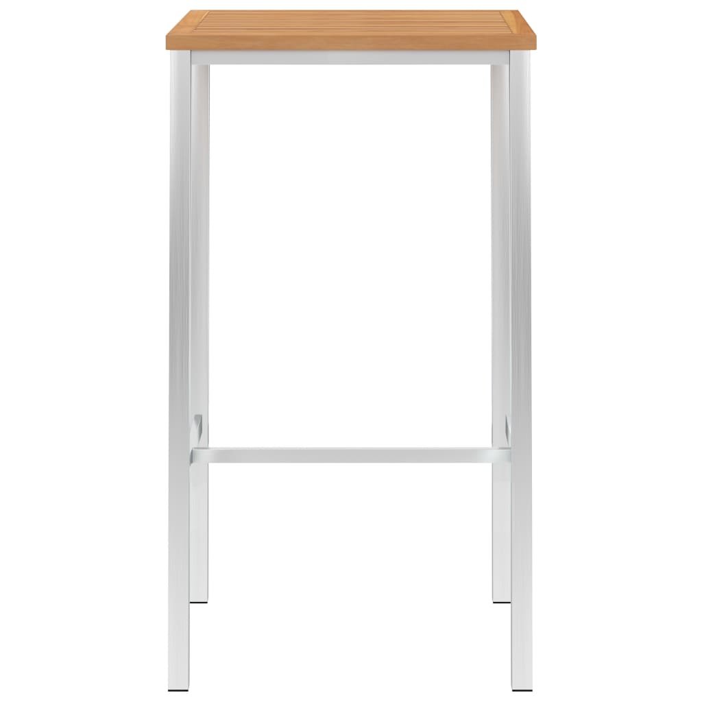 Τραπέζι Μπαρ 60x60x105 εκ. Μασίφ Ξύλο Teak / Ανοξείδωτο Ατσάλι