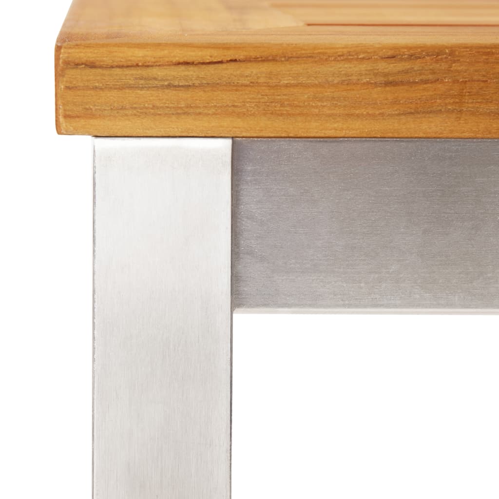 Τραπέζι Μπαρ 60x60x105 εκ. Μασίφ Ξύλο Teak / Ανοξείδωτο Ατσάλι