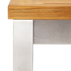 Τραπέζι Μπαρ 60x60x105 εκ. Μασίφ Ξύλο Teak / Ανοξείδωτο Ατσάλι