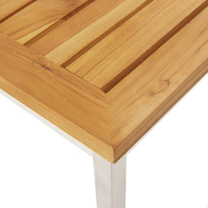 Τραπέζι Μπαρ 60x60x105 εκ. Μασίφ Ξύλο Teak / Ανοξείδωτο Ατσάλι