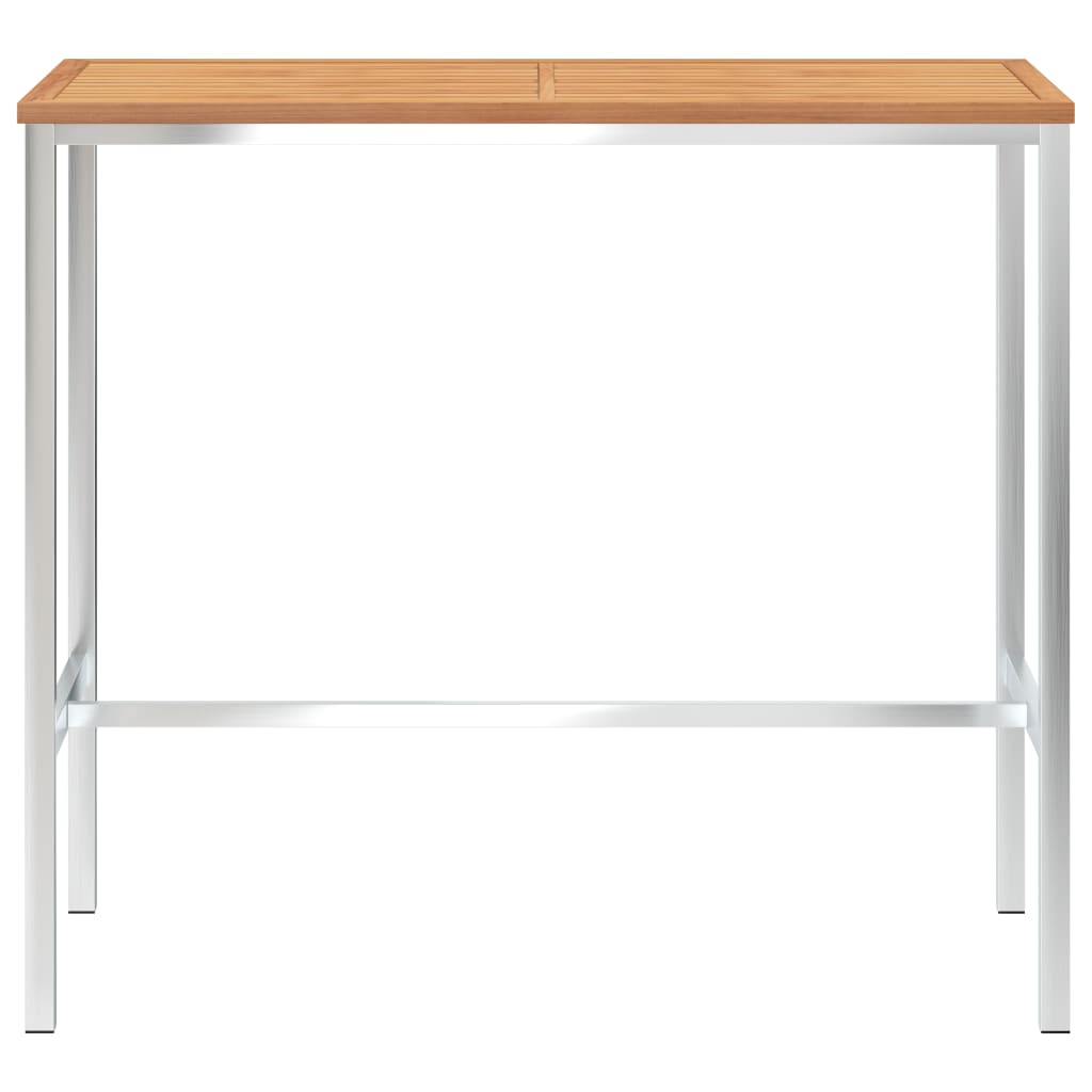 Τραπέζι Μπαρ 120x60x105 εκ. Μασίφ Ξύλο Teak / Ανοξείδωτο Ατσάλι