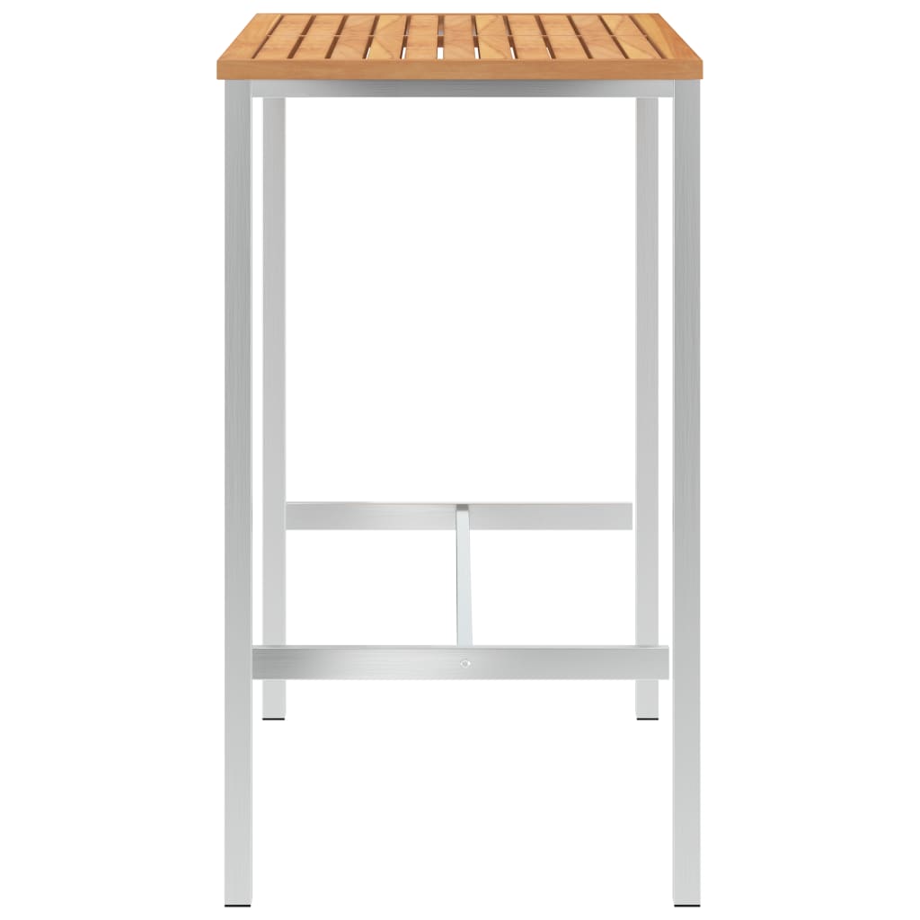 Τραπέζι Μπαρ 120x60x105 εκ. Μασίφ Ξύλο Teak / Ανοξείδωτο Ατσάλι