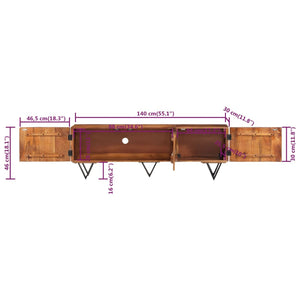 Έπιπλο Τηλεόρασης 140 x 30 x 46 εκ. από Μασίφ Ξύλο Μάνγκο - PAKOBAZAAR