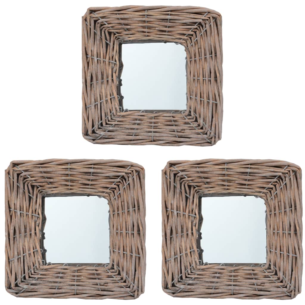 Καθρέφτες 3 τεμ. 15 x 15 εκ. από Wicker - Pakobazaar
