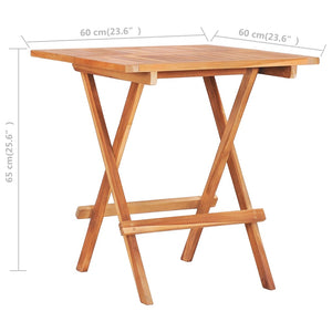 Τραπέζι Bistro Πτυσσόμενο 60 x 60 x 65 εκ. από Μασίφ Ξύλο Teak