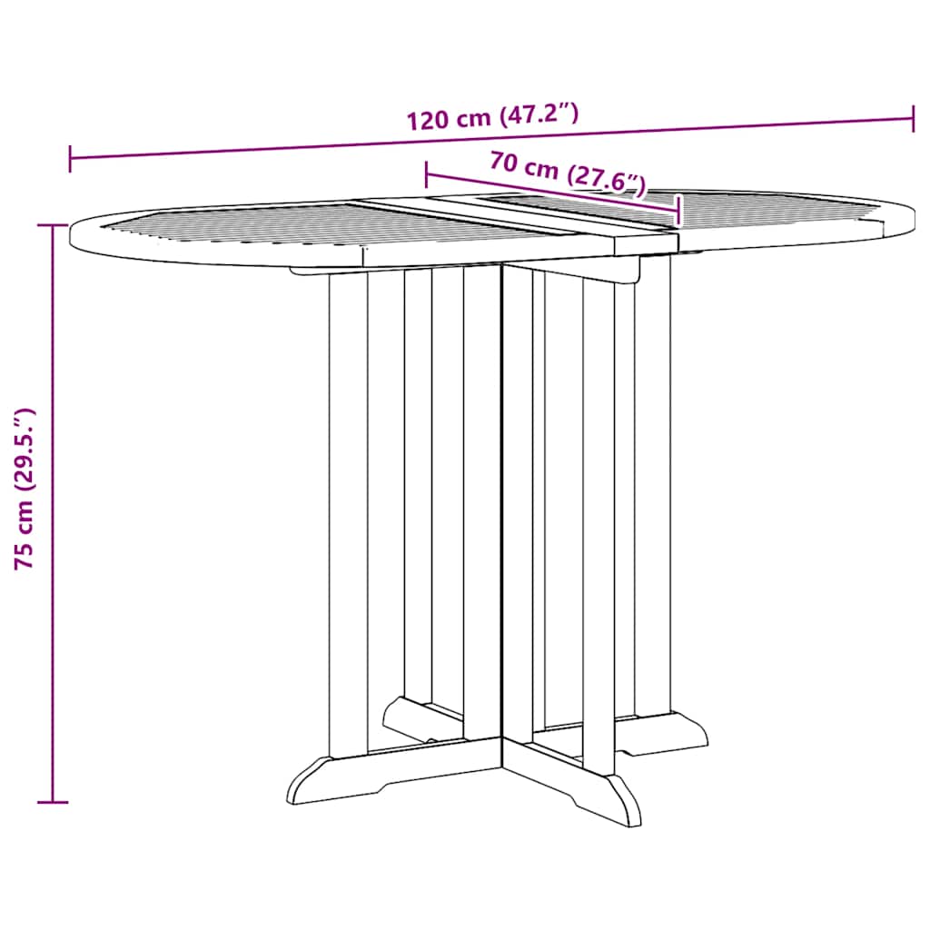Τραπέζι Κήπου Butterfly Πτυσσόμενο 120x70x75 εκ Μασίφ Ξύλο Teak - Pakobazaar