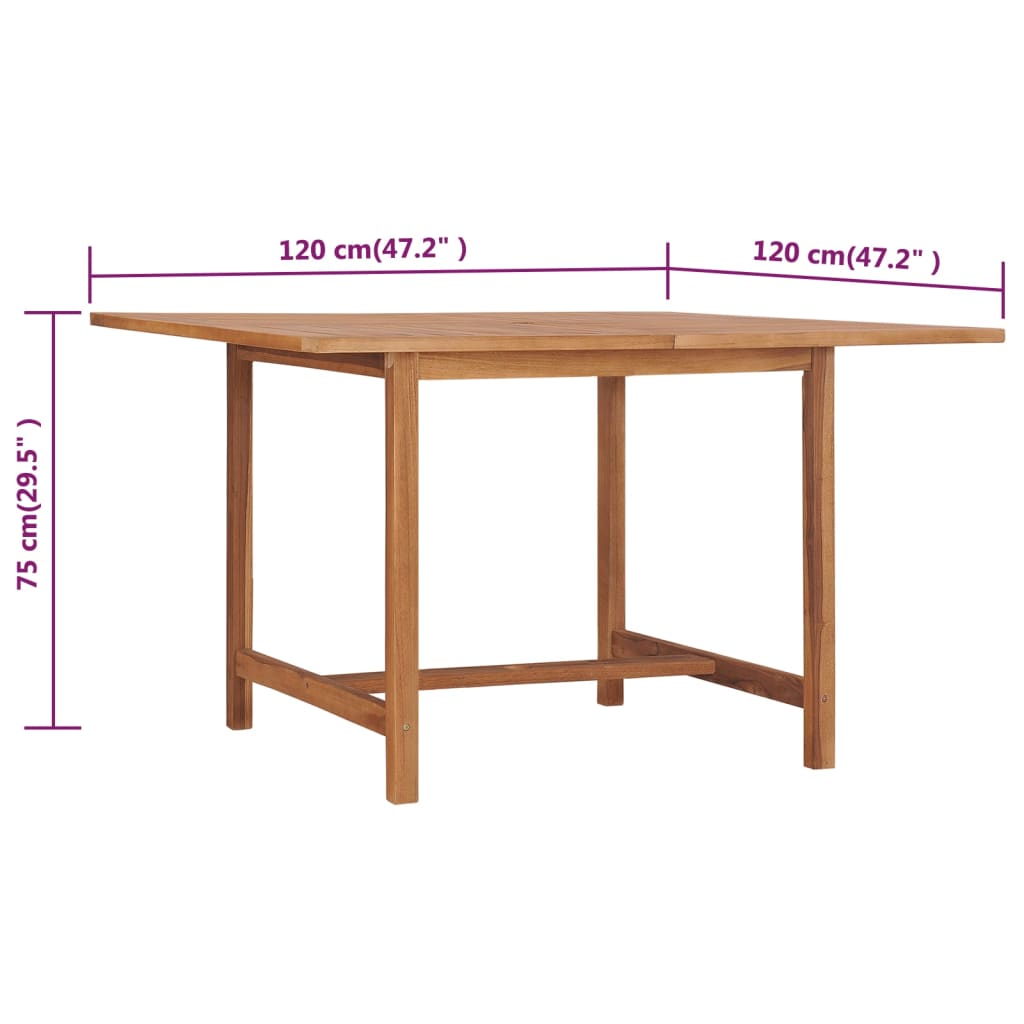 Τραπέζι Κήπου 120 x120 x 75 εκ. από Μασίφ Ξύλο Teak