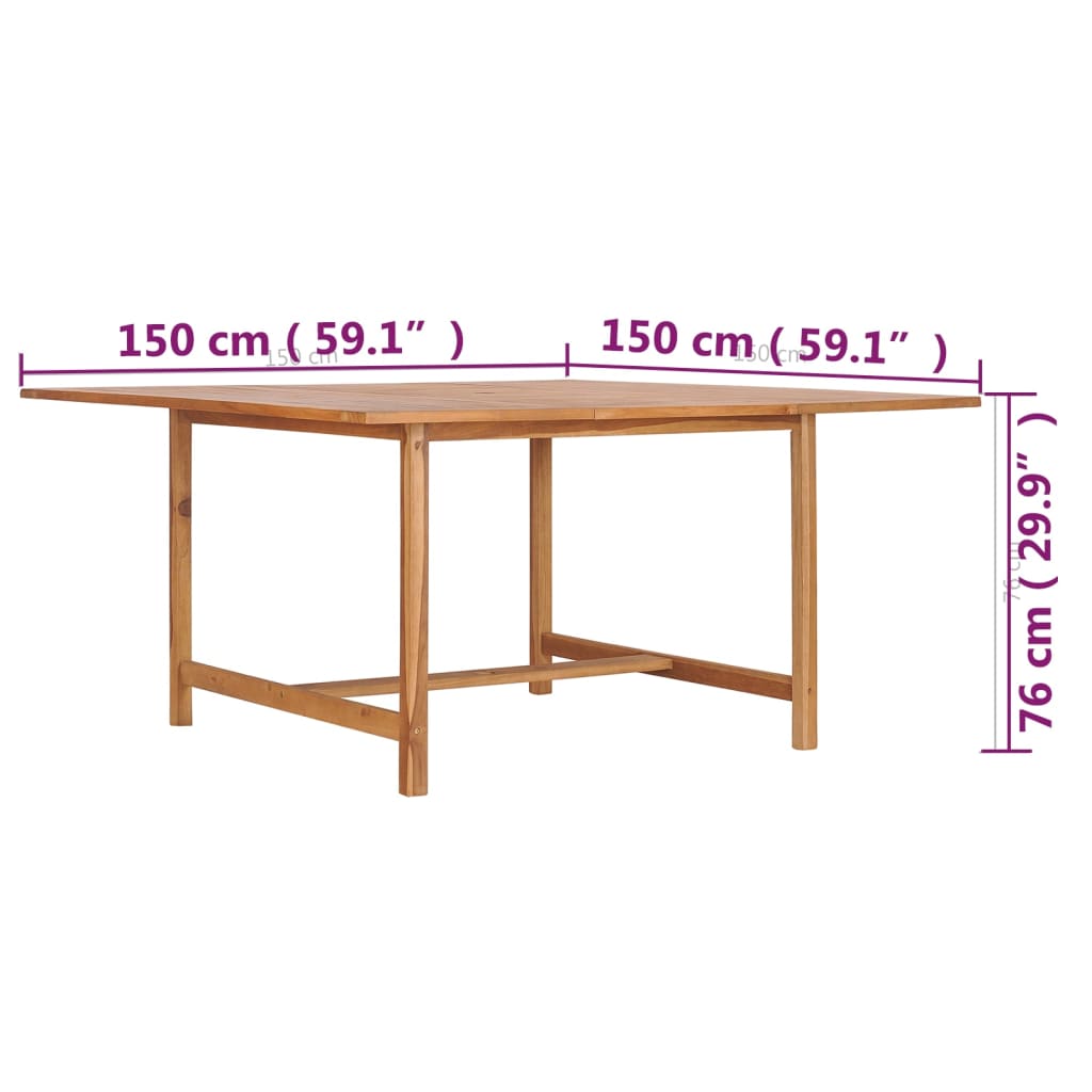 Τραπέζι Κήπου 150 x 150 x 76 εκ. από Μασίφ Ξύλο Teak - Pakobazaar