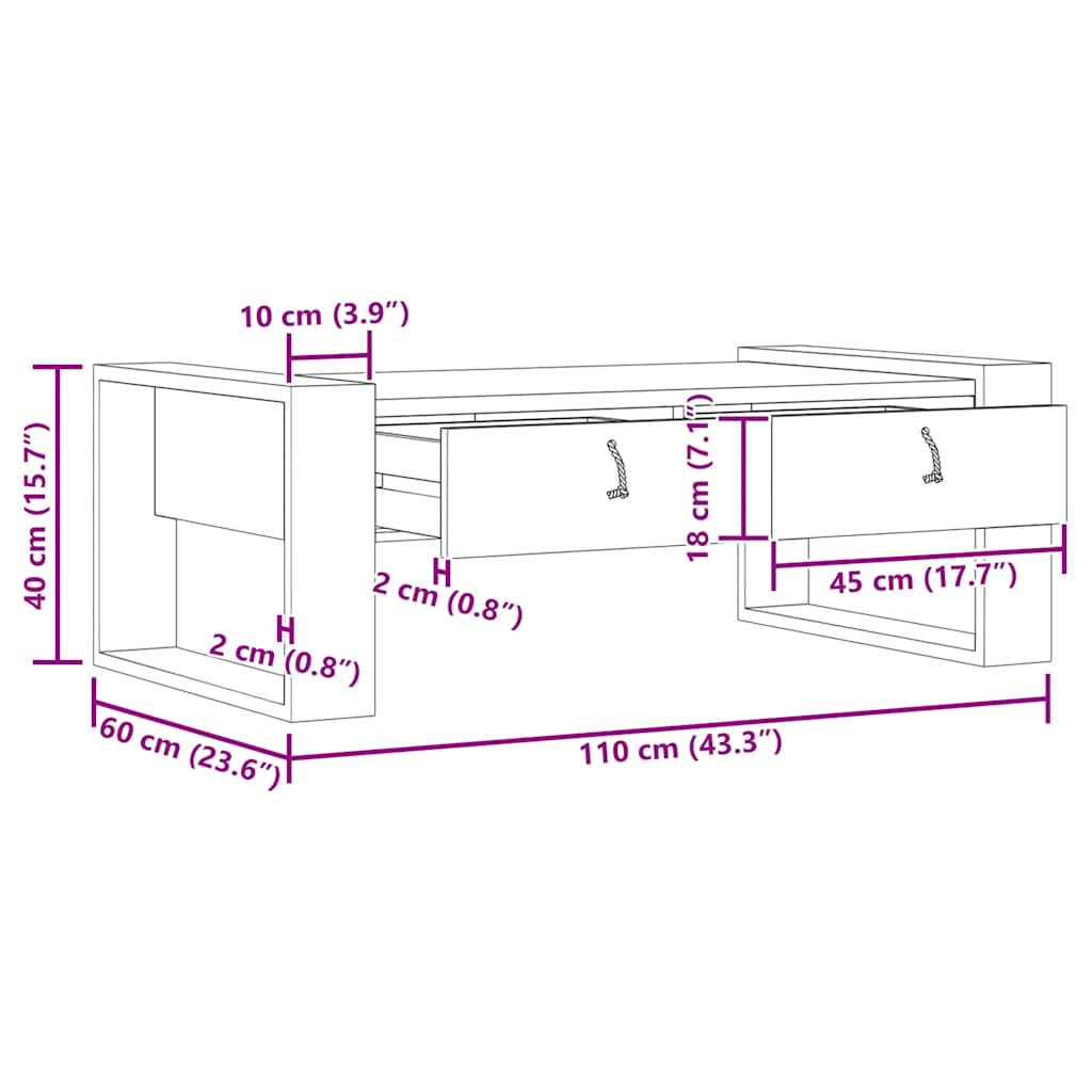 Τραπεζάκι Σαλονιού 110 x 60 x 40 εκ. από Μασίφ Ξύλο Teak - Pakobazaar
