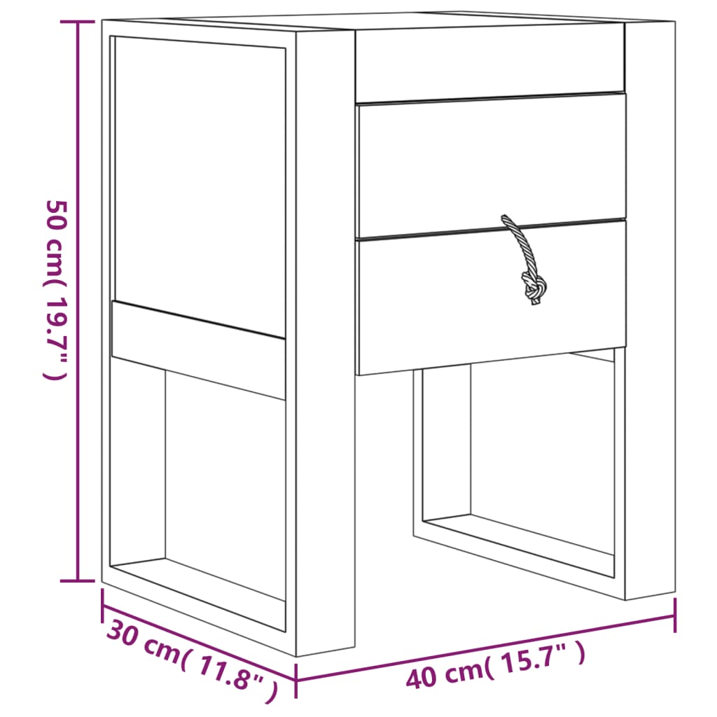 Κομοδίνο 40 x 30 x 50 εκ. από Μασίφ Ξύλο Teak - Pakobazaar