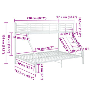 Πλαίσιο Κουκέτας Λευκό 140x200 εκ. / 90x200 εκ. Μεταλλικό - Pakobazaar