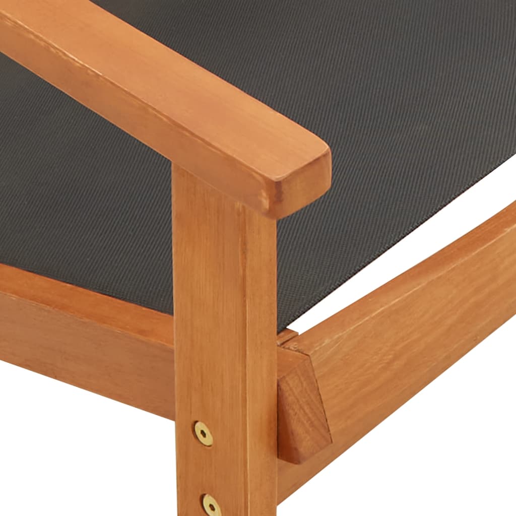 Πολυθρόνα Κήπου Μαύρη από Μασίφ Ξύλο Ευκαλύπτου / Textilene - Pakobazaar