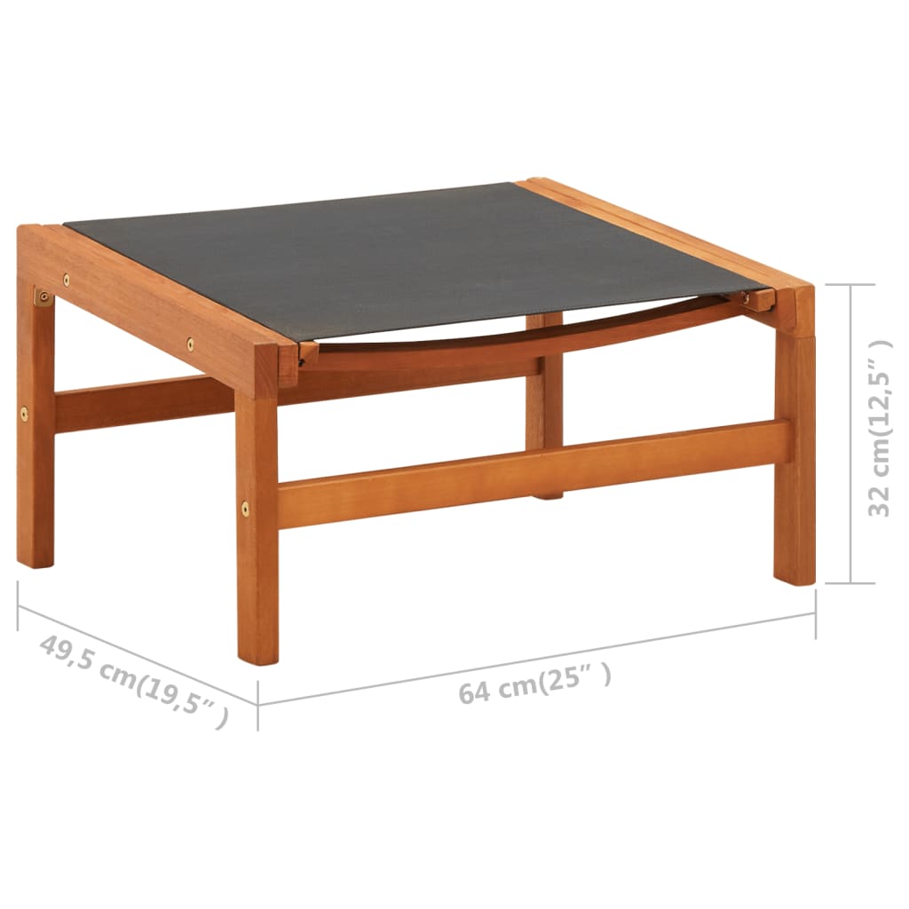 Πολυθρόνα Κήπου με Υποπόδιο Μασίφ Ξύλο Ευκαλύπτου / Textilene - Pakobazaar