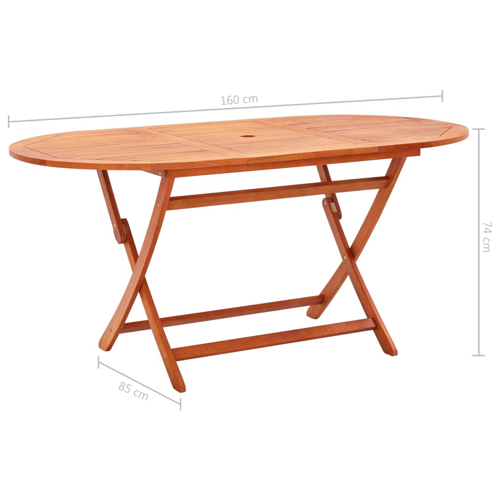 Τραπέζι Κήπου Πτυσσόμενο 160x85x74 εκ. Μασίφ Ξύλο Ευκαλύπτου