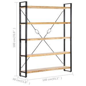 Βιβλιοθήκη με 5 Επίπεδα 140 x 30 x 180 εκ. Μασίφ Ξύλο Μάνγκο - PAKOBAZAAR