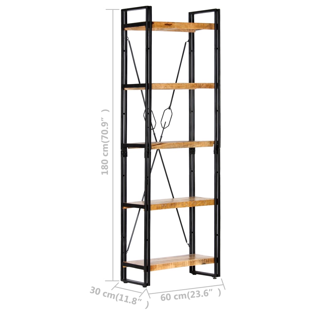 Βιβλιοθήκη με 5 Επίπεδα 60 x 30 x 180 εκ. Μασίφ Ξύλο Μάνγκο - PAKOBAZAAR