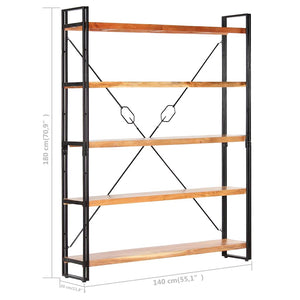 Βιβλιοθήκη με 5 Επίπεδα 140 x 30 x 180 εκ. Μασίφ Ξύλο Ακακίας - PAKOBAZAAR