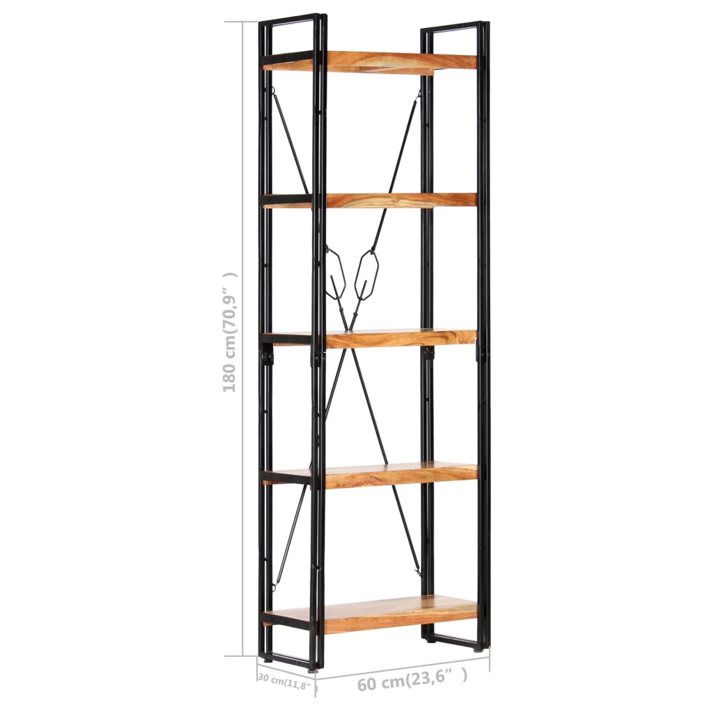 Βιβλιοθήκη με 5 Επίπεδα 60 x 30 x 180 εκ. Μασίφ Ξύλο Ακακίας - PAKOBAZAAR