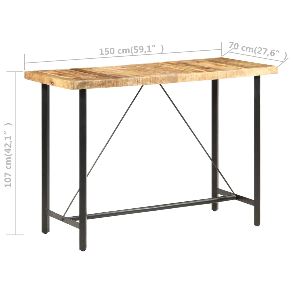 Τραπέζι Μπαρ 150 x 70 x 107 εκ. Ακατέργαστο Ξύλο Μάνγκο - PAKOBAZAAR