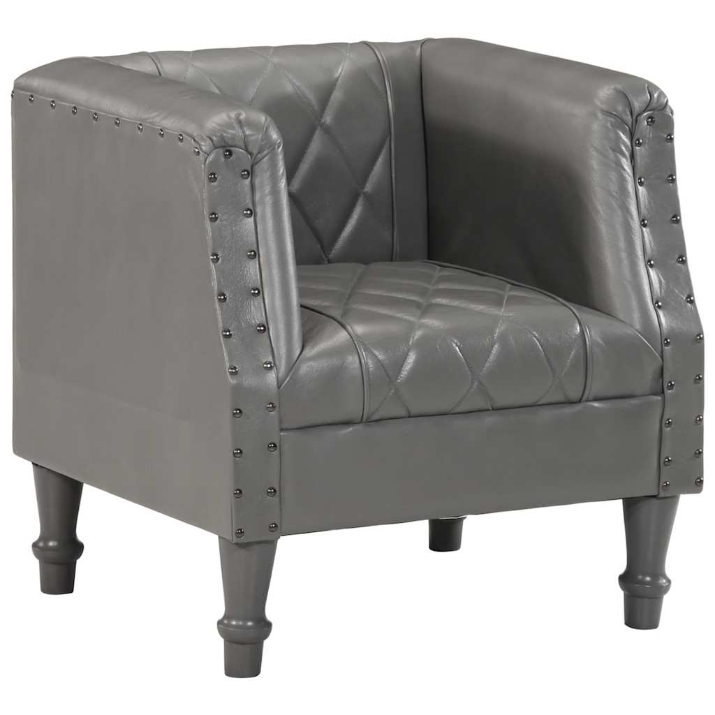 Πολυθρόνα Μπάρελ Γκρι από Γνήσιο Δέρμα Κατσίκας - PAKOBAZAAR