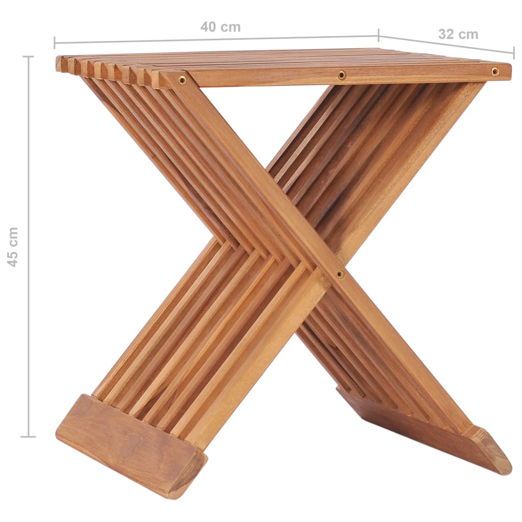Σκαμπό Πτυσσόμενο 40 x 32 x 45 εκ. από Μασίφ Ξύλο Teak