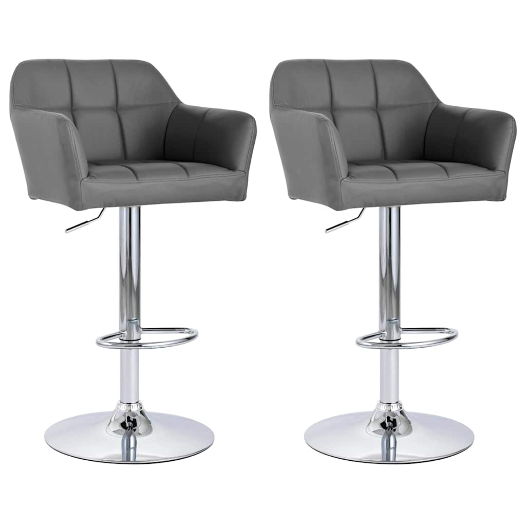 Σκαμπό Μπαρ με Μπράτσα 2 τεμ. Γκρι από Συνθετικό Δέρμα