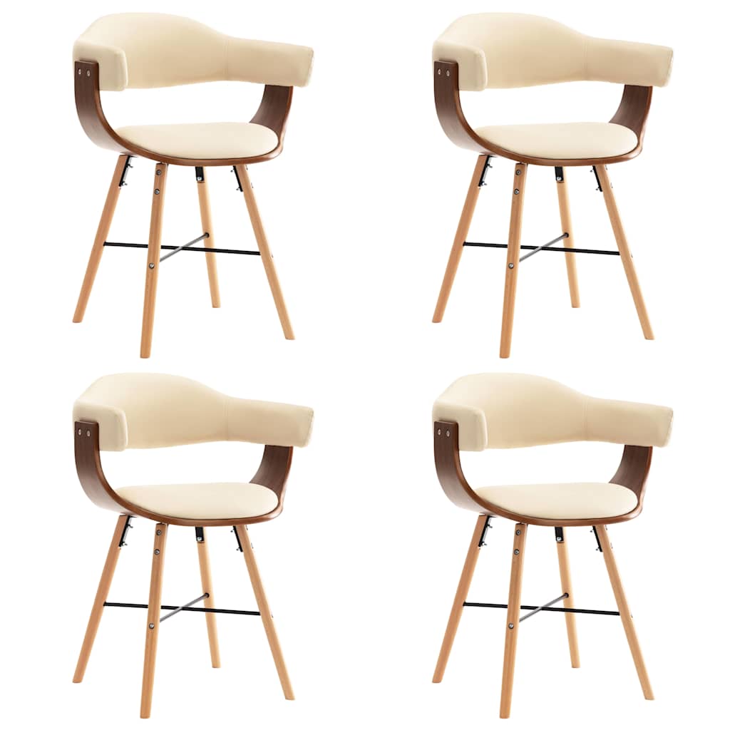Καρέκλες Τραπεζαρίας 4 τεμ. Κρεμ Συνθετικό Δέρμα/Λυγισμένο Ξύλο