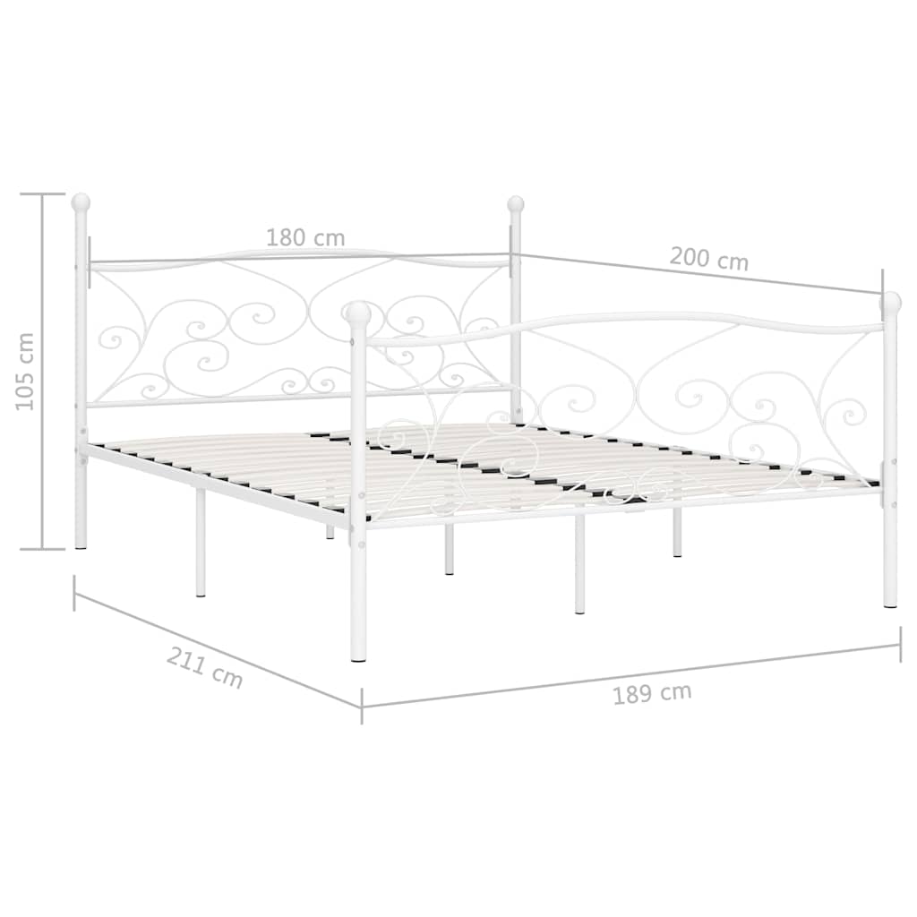 Πλαίσιο Κρεβατιού με Τελάρο Λευκό 180 x 200 εκ. Μεταλλικό - Pakobazaar