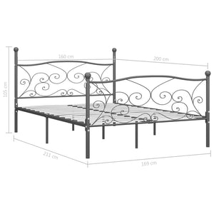 Πλαίσιο Κρεβατιού Γκρι 160 x 200 εκ. Μεταλλικό - Pakobazaar