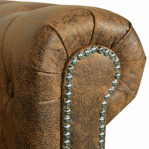 Chesterfield Καναπές 3 Θέσεων Καφέ Τεχνητό Δέρμα - Pakobazaar
