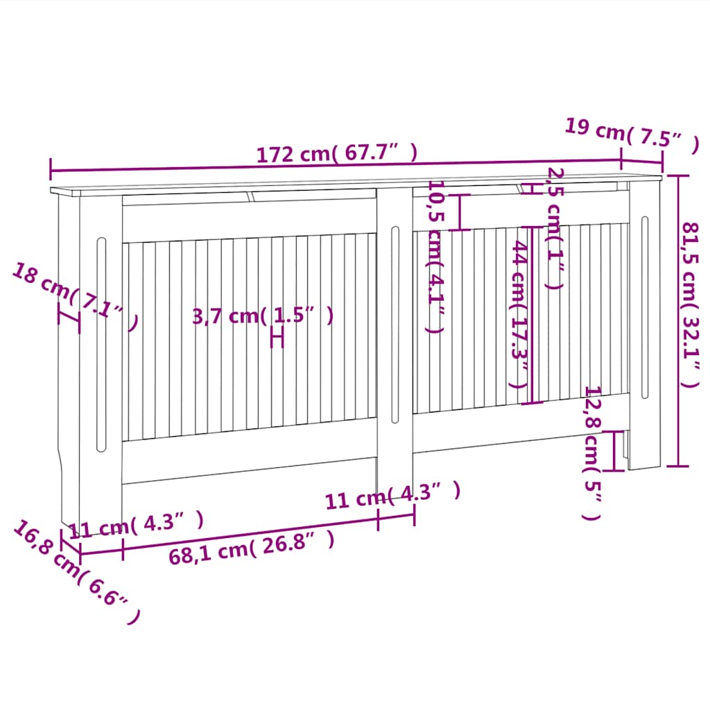 Κάλυμμα Καλοριφέρ Ανθρακί 172 x 19 x 81,5 εκ. από MDF - PAKOBAZAAR
